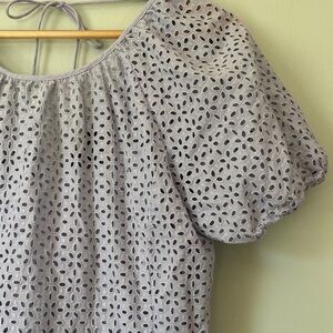 J. Crew Light Gray Eyelet Blouse